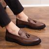 Men's Shoes Four Seasons New Casual Fringed Leather Shoes Men's Fashion Foot Cover One Pedal Loafers Trendy Small Leather Shoes Men