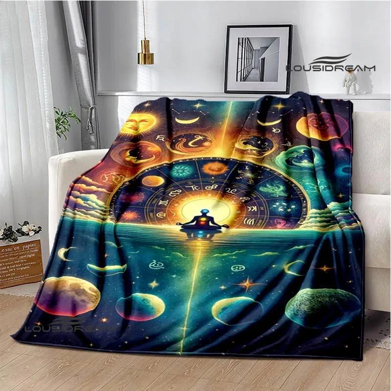 3D Chakra Printed Blankets Warm Flannel Blankets Soft and Comfortable Blanket Bed Linings Blankets for Beds Birthday Gift