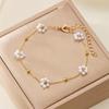 Cross-border Titanium Steel Daisy Pearl Jewelry Set: Bracelet, Necklace, Anklet