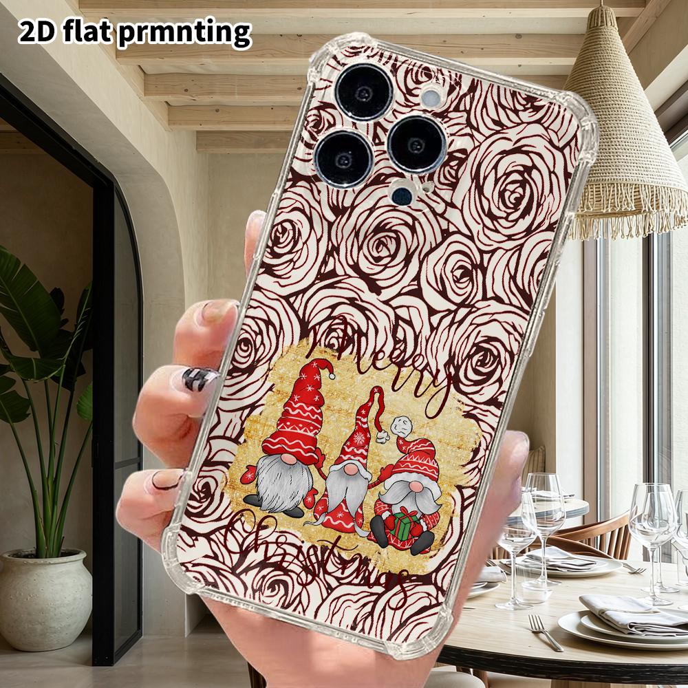 Phone Case: 2D Flat Design, Fits iPhone 18 17 16 15 14 13 Pro, Transparent Corner Protection Case, Christmas Elf, Christmas and Halloween Gift