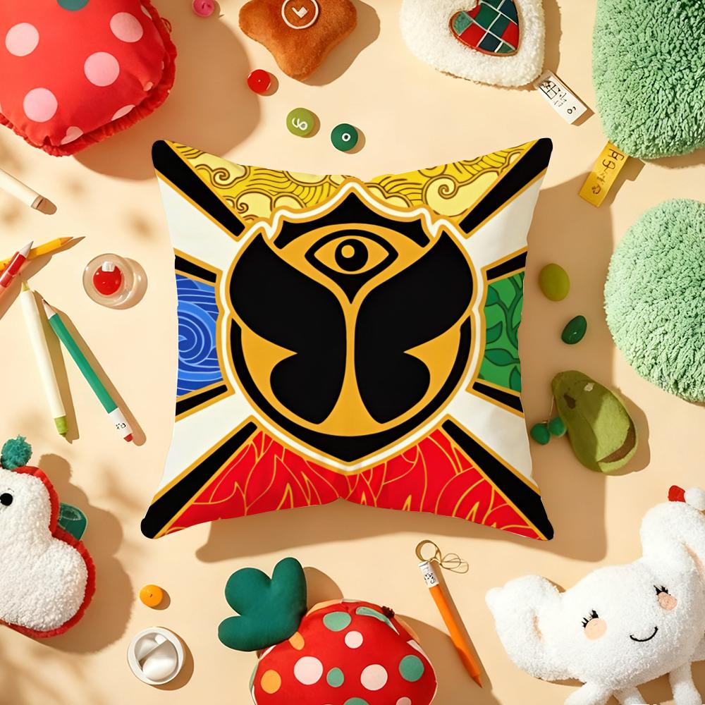 TOMORROWLAND Music Festival Cushion Cover Plush Fabric Soft Double-Sided Printed Sofa Warm Winter Home Child Gift Pillow Case