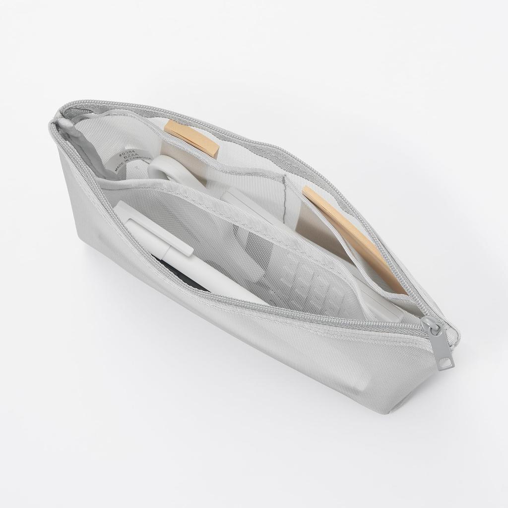 MUJI Nylonmesh Pennfodral med 17 cm Bredd x 10 cm Höjd x 5 cm NDE05A1S Kil, Grå, Ca. Djup,