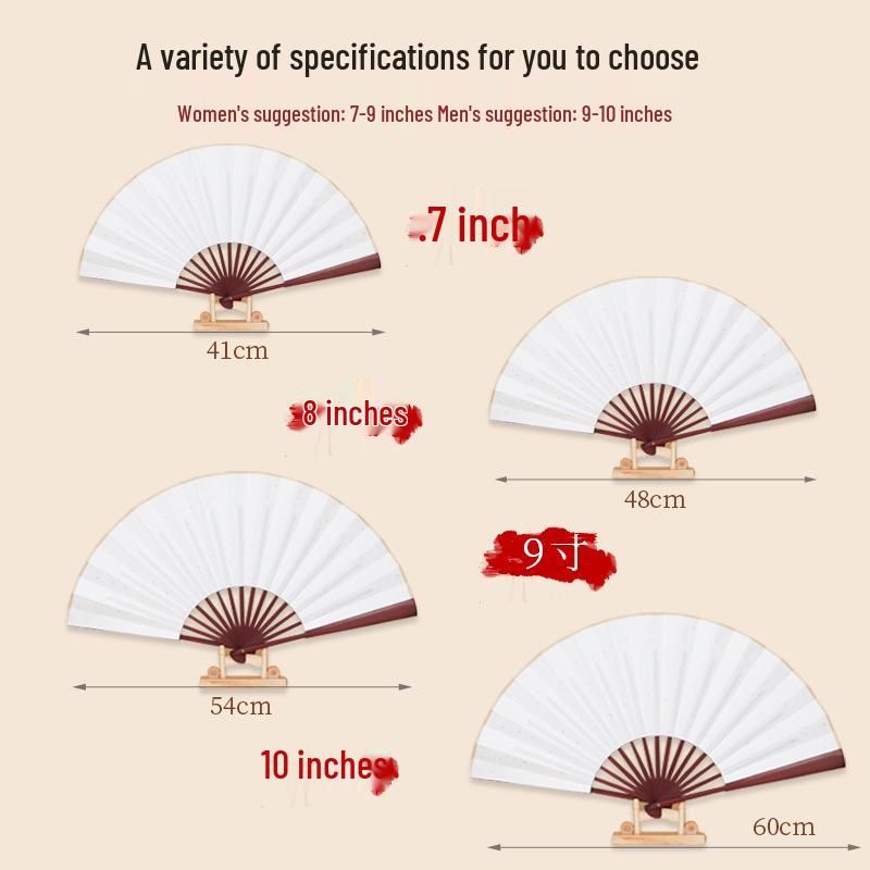 Round Xuan Paper Folding Fan for Calligraphy and Painting: Customizable Design Available