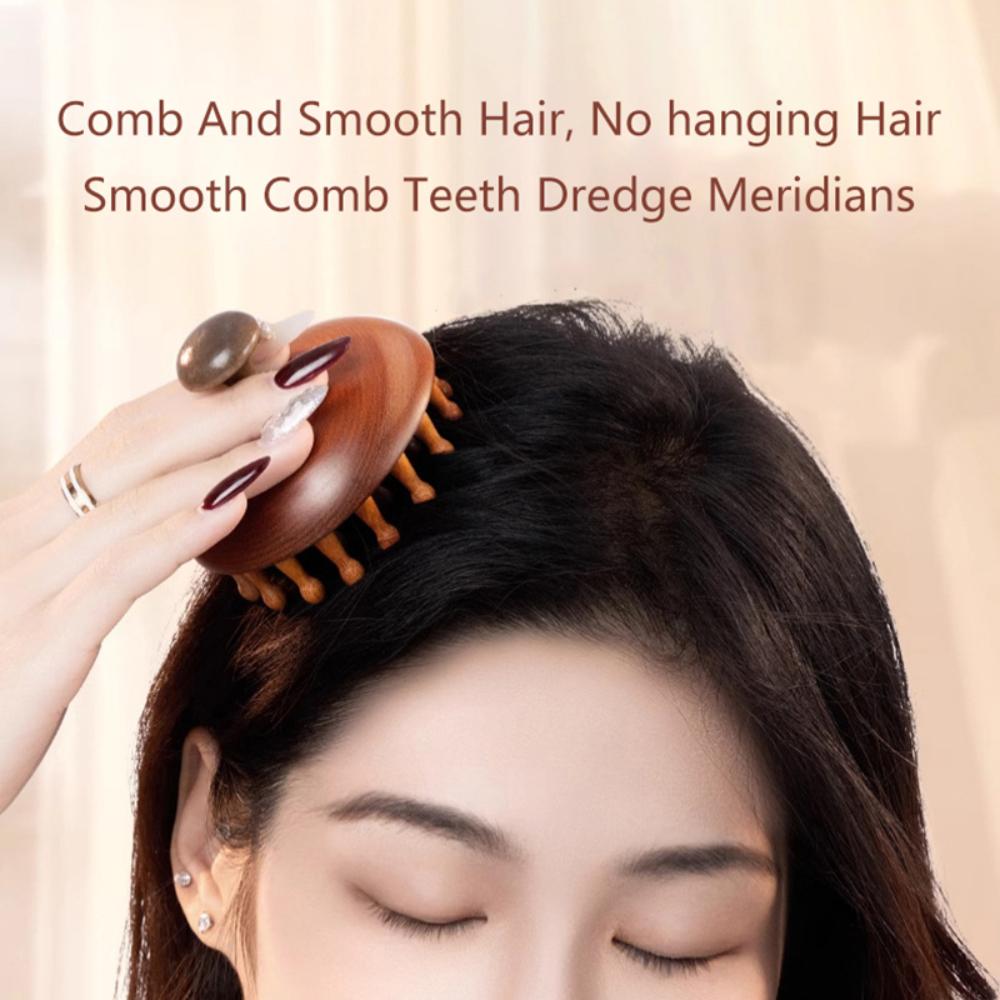 75X75X60mm Wooden Mushroom Shape Disc Massage Comb Head Massage Comb Wide Tooth Dry and Wet Hair Shampoo Brush Scalp Care Brush