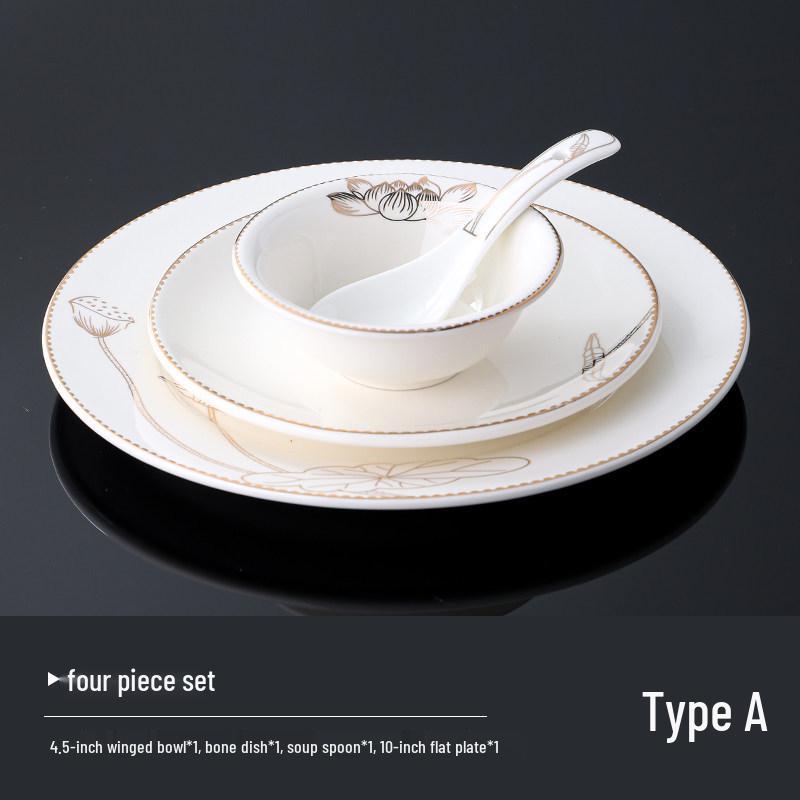 Hotel Restaurant Ceramic Tableware Set: Plates, Bowls, Cutlery, Chopsticks for Private Rooms - 7 or 8 Pieces