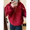 Autumn and winter new casual simple hooded knitted sweater top women's loose lazy simple pullover sweater