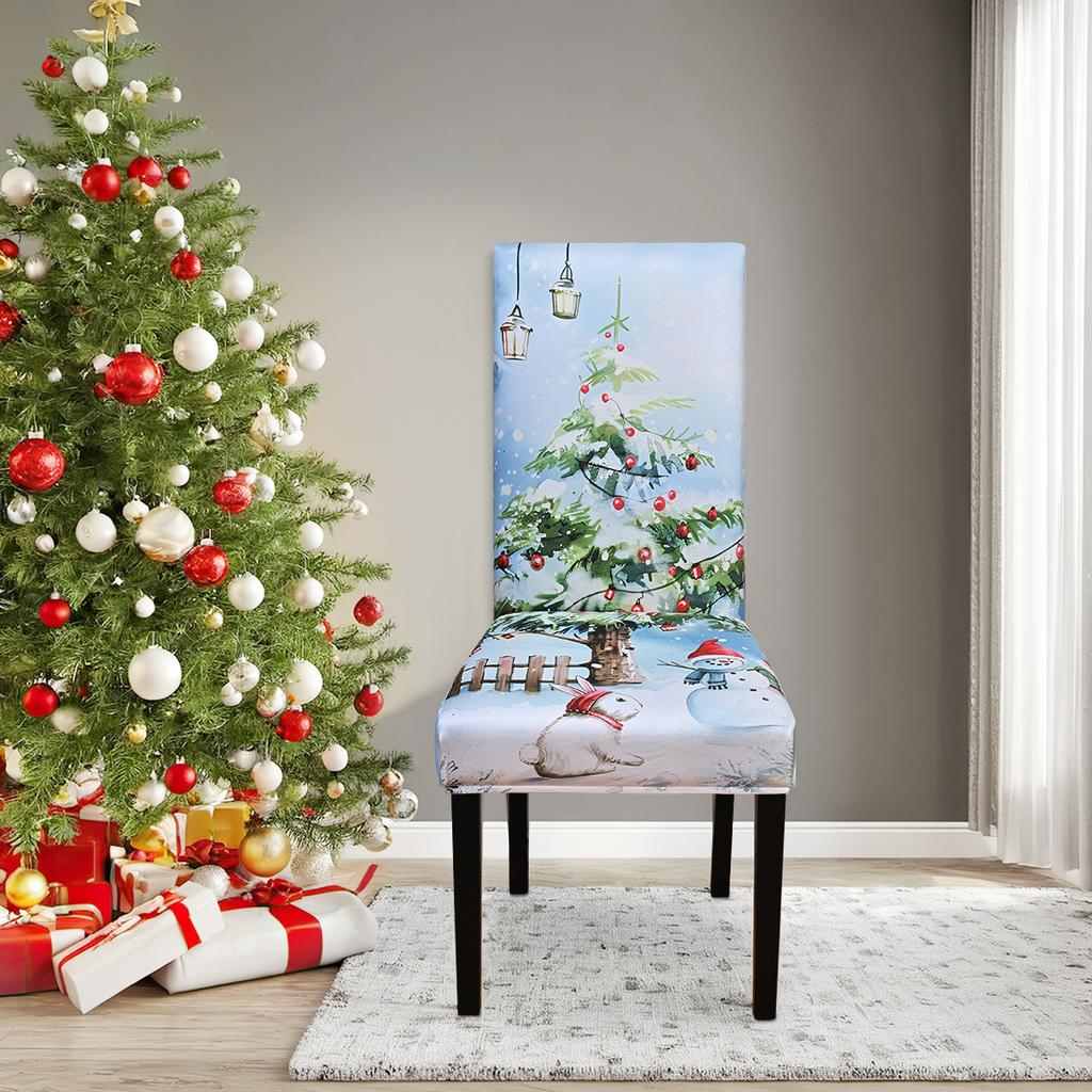 Stretch Print Christmas Chair Cover Christmas Chair Cover Decoration