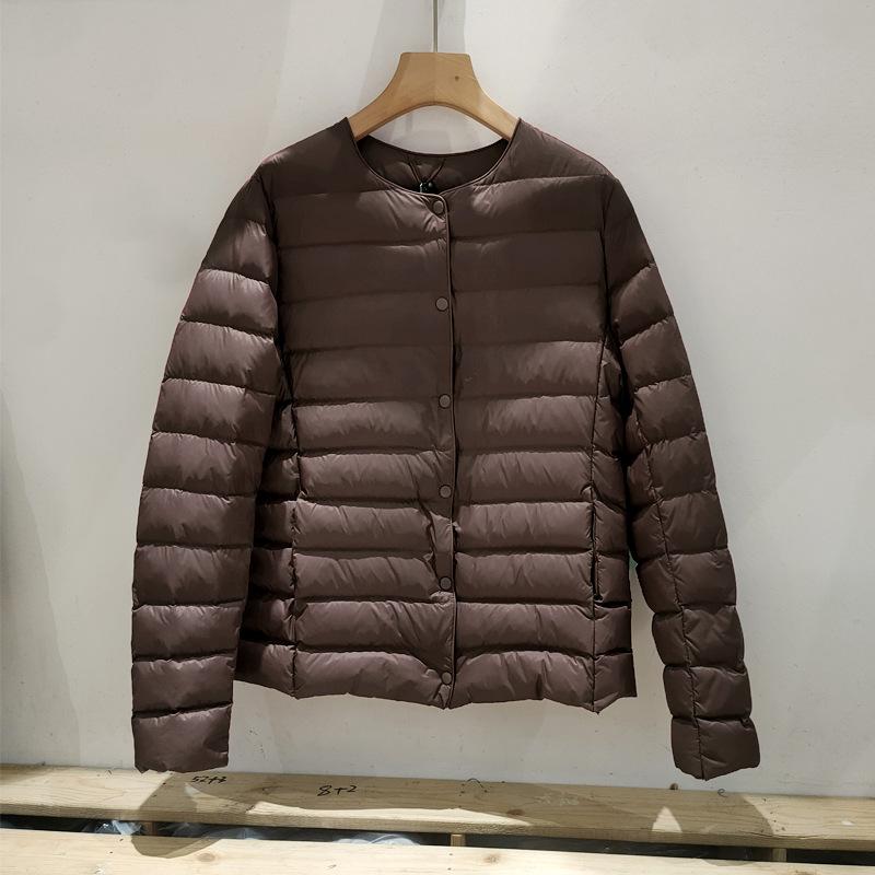 New down jacket women's light and thin short round neck white duck down liner fashionable versatile jacket