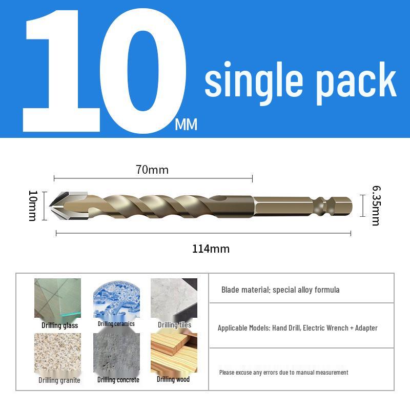 6mm Concrete & Glass Tungsten Steel Quad-Edge Tile Drill