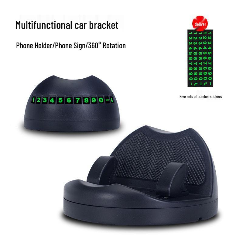 Universal 2-in-1 Car Phone Holder & Number Plate with Anti-Shake Dashboard Mount