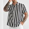Fashion Men's Striped Print Shirts Button Short Sleeve Lapel Streetwear Summer Basic Blouse Classic Shirts for Men