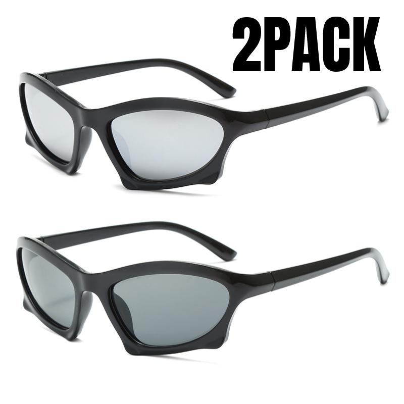 2PCS Sports Sunglasses Women Y2K Trends Punk Sun Glasses Men Retro 2000's Luxury Brand One Piece Special-Shaped