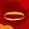 Vietnamese Sand Gold Peacock & Dragon Bracelet: Retro Silk Peony Design, Copper-Plated, Brings Auspiciousness, Noblewoman Jewelry.
