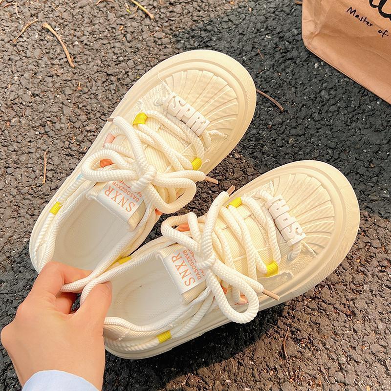Thick-soled Shell Head Little White Shoes Women's 2025 Spring and Summer New Popular Milk Fufu Versatile Canvas Shoes Original Board Shoes