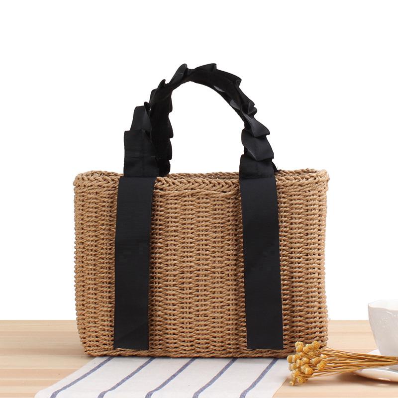 

Summer Woven Straw Handbags for Women Bohemian Beach Tote Shopper Purses Boho Paper Knitting Basket Shoulder Bag Clutch