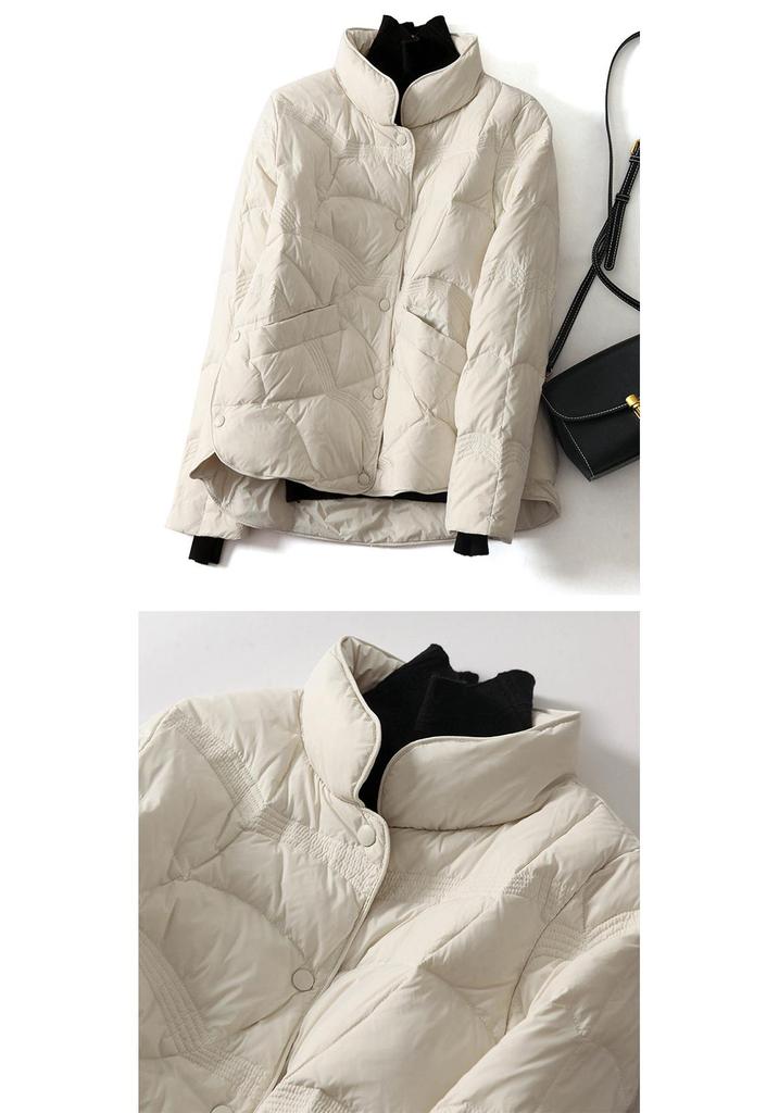 Women's 2026 Petite Winter Down Jacket with Xiangyun Pattern - Lightweight, Fashionable, Warm Outerwear with Stand Collar