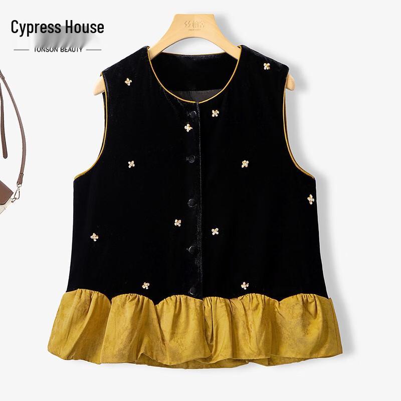 

Женский ретро жилет с цветными блоками и многослойным дизайном One Size