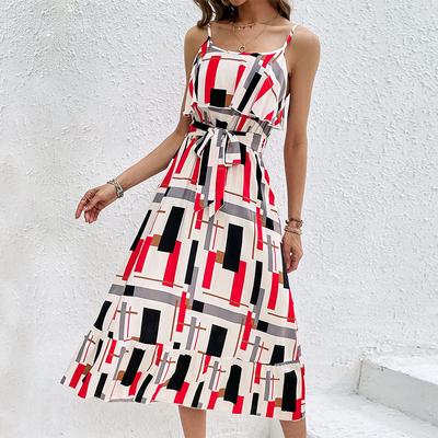 Women's Fashion Summer Spring Stripe Print Sleeveless Casual Dresses