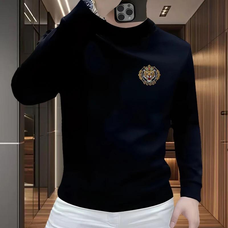 

Men’s European Style Tiger Print Long Sleeve Hoodie - Autumn/Winter Fashion Inner Layer Top 5XL