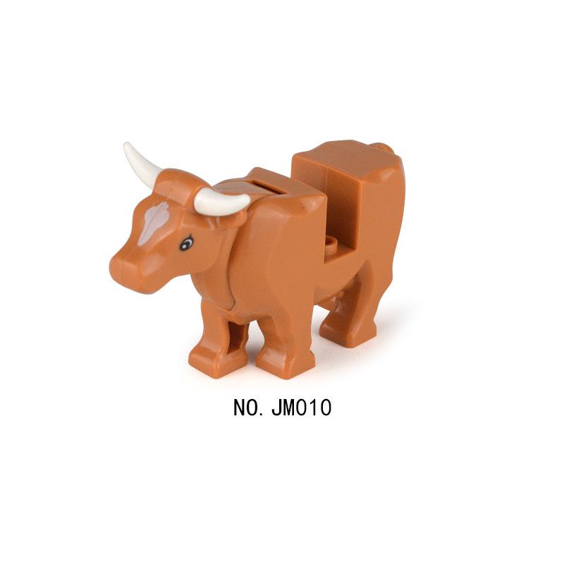 MOC City Animal Building Blocks Goat Wolf Penguins Eagle Goat Rabbit Pet Cat Dog Dairy Cattle Accessories Mini Bricks Toys Gifts