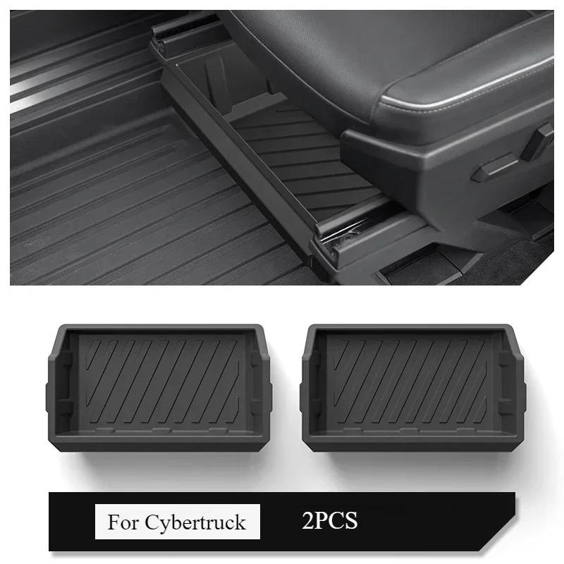 For Tesla Cybertruck 2025 Underseat Storage Box TPE Front Seats Drawer Hidden Storage Tray Organizer Car Interior Accessories