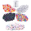 Name Jewelry Kit with A-Z Printed Letter Beads, Five-Color Assortment, and Clear Elastic Cord for Bracelets, Necklaces, and Keychains
