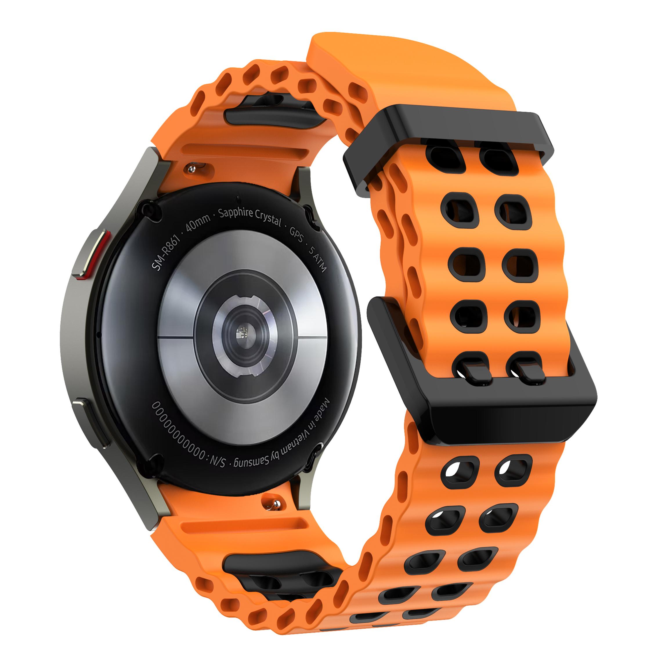

KALEBOL For Samsung Galaxy Watch7 44mm/40mm Silicone Band Dual Color Replacement Watch Strap Orange Black