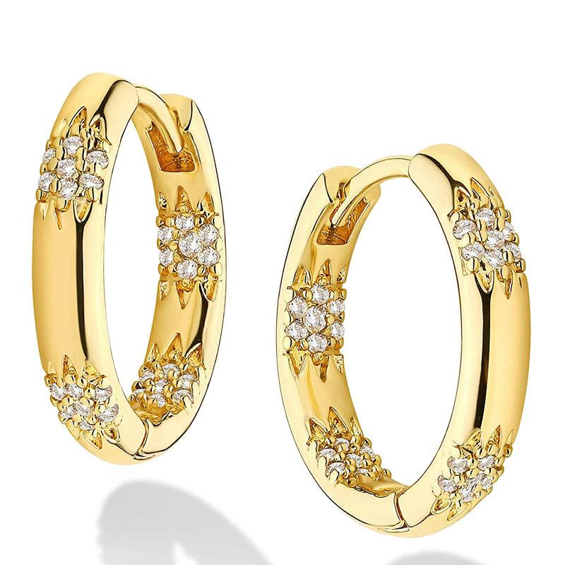 Wheat Spike Pattern Micro Paved Cubic Zirconia Hoop Earrings