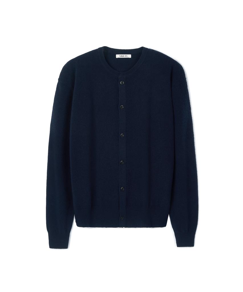 Miguel Cashmere Crew Neck Cardigan Ink Navy