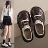 Ugly Cute Big Head Naive Small Leather Shoes Raw French Retro Thick Sole Heightening Casual Single Shoes British Style