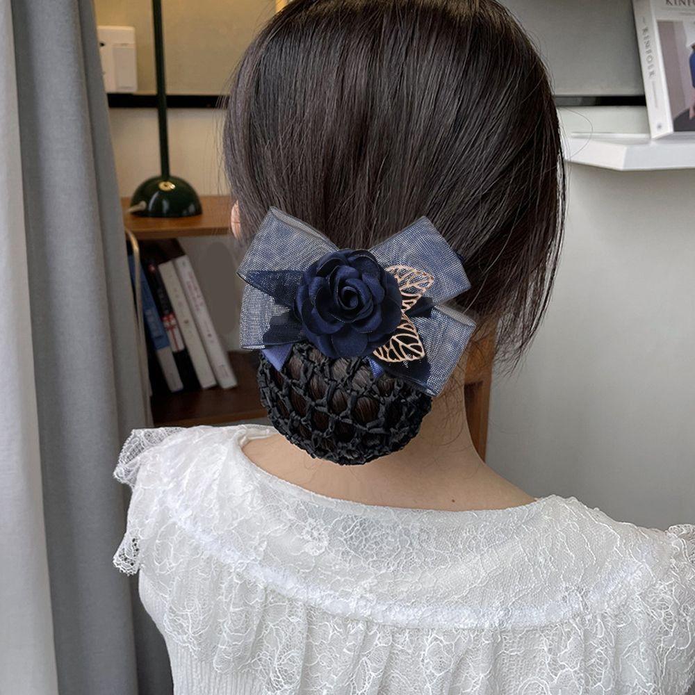 Hair Bun Cover Big Bow Korean Bun Snood Ponytail Clip Hairgrips Cover Net Women Spring Clips