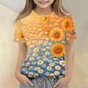 Tricou casual larg cu gât rotund și mânecă scurtă, cu imprimeu floral, pentru copii, confortabil, ușor, de vară