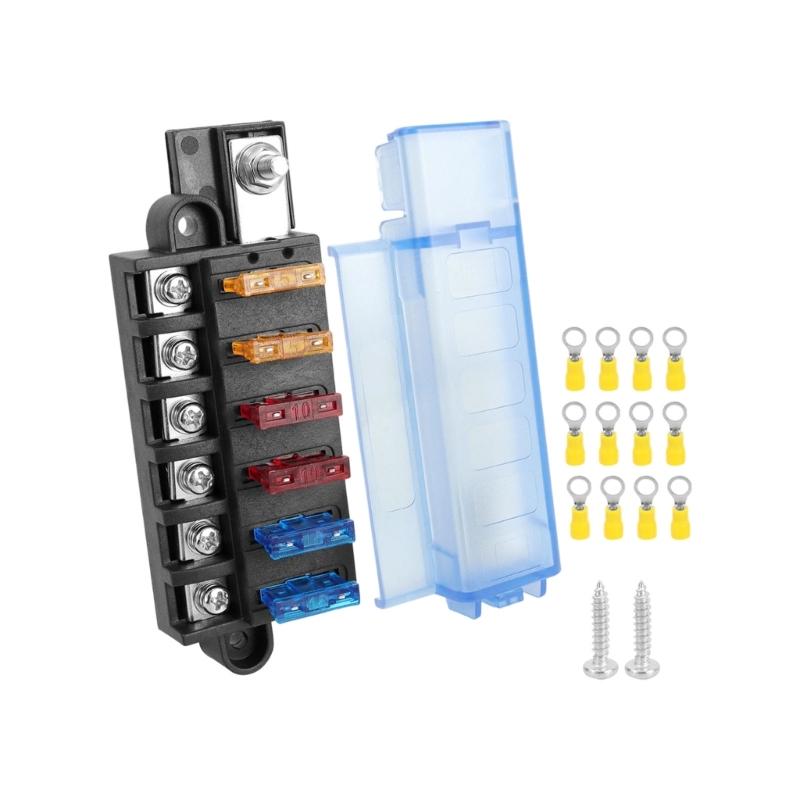 Car Fuses Box Circuit Block with Screw Connections, 4/6/8 Way Multiple Output Positions and Mounting Ears