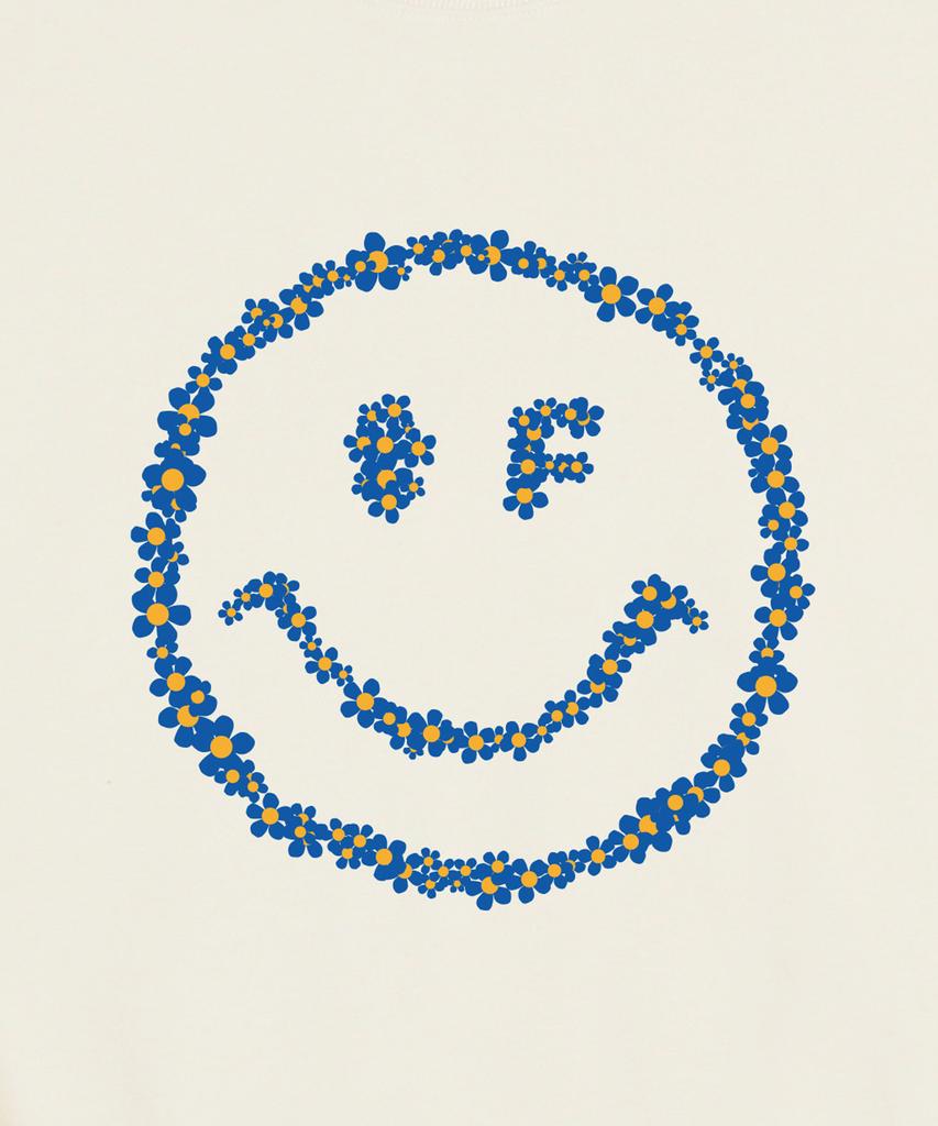 GRAVER [Unisex] Multiflower Dot Smile Sweatshirt_Cream