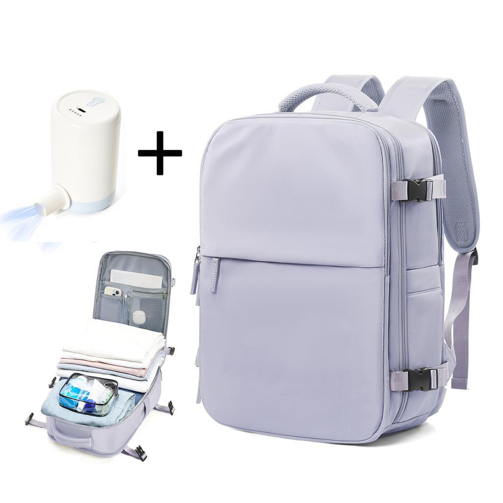 Travel Vacuum Backpack with Vacuum Compression Pump, Large Capacity Airplane Travel Backpack Women Men Expanded Laptop Backpack