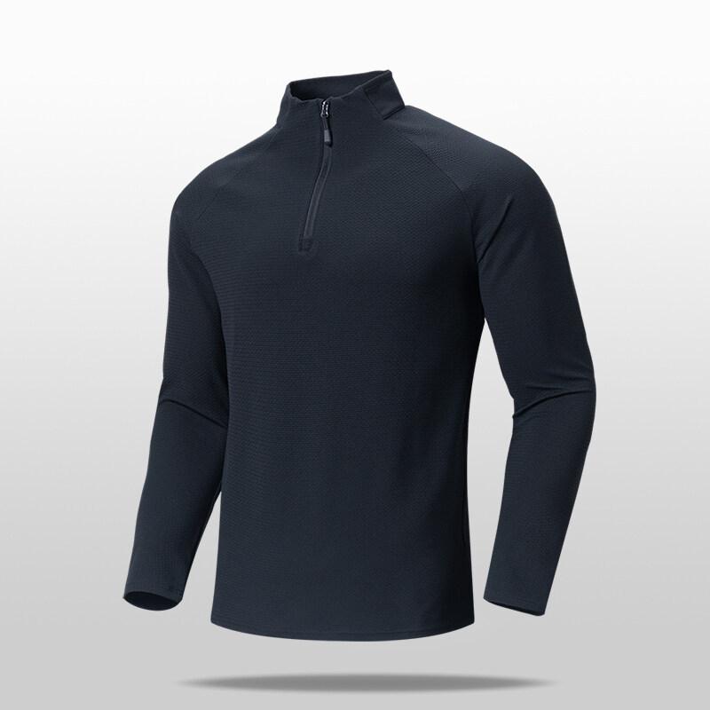 Men's Waffle Sweatshirt Autumn and Winter Solid Color Knitted Base Shirt