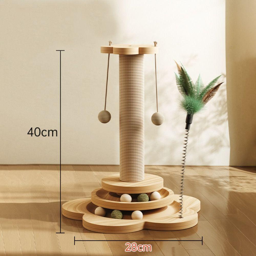 

Игрушка для кошек из цельного дерева, поворотный стол для кошек, забавные шарики-палочки для кошек, прочная сизаль, когтеточка, принадлежности для кошек, столбик для захвата кошек 40x24cm