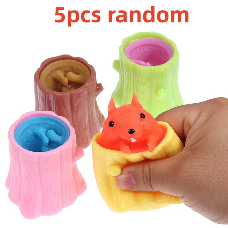 Squeezing Tree Stump Squirrel Cup Pinching Anti Pressure Children's Toy Stress Relieving Tree Stump Suitable for Children