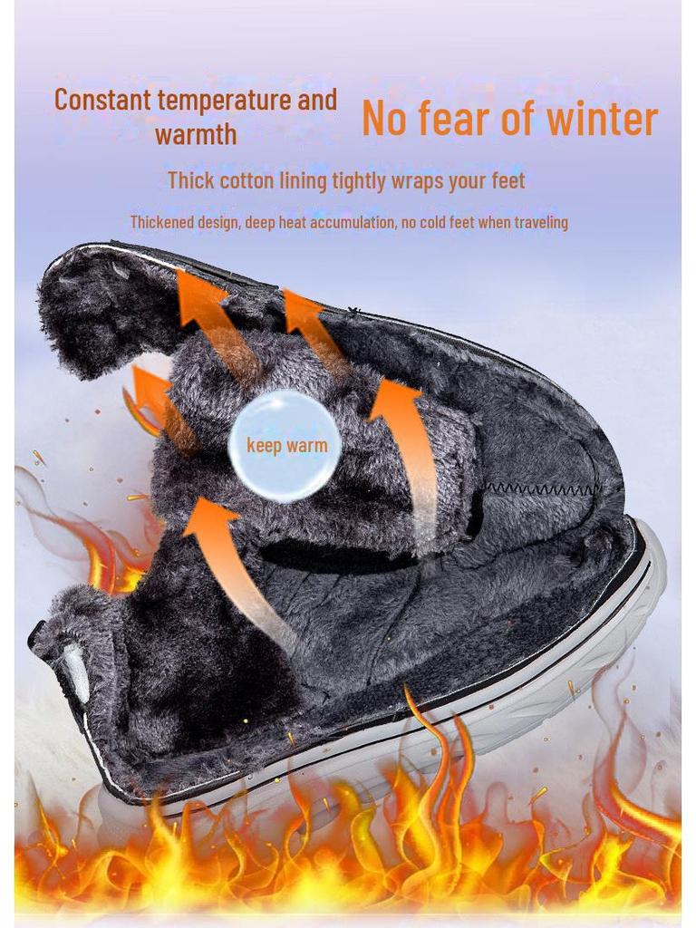 Men's High Top Waterproof Winter Boots with Velvet Lining - Soft Sole, Warm Snow Shoes for Elderly & Dad.