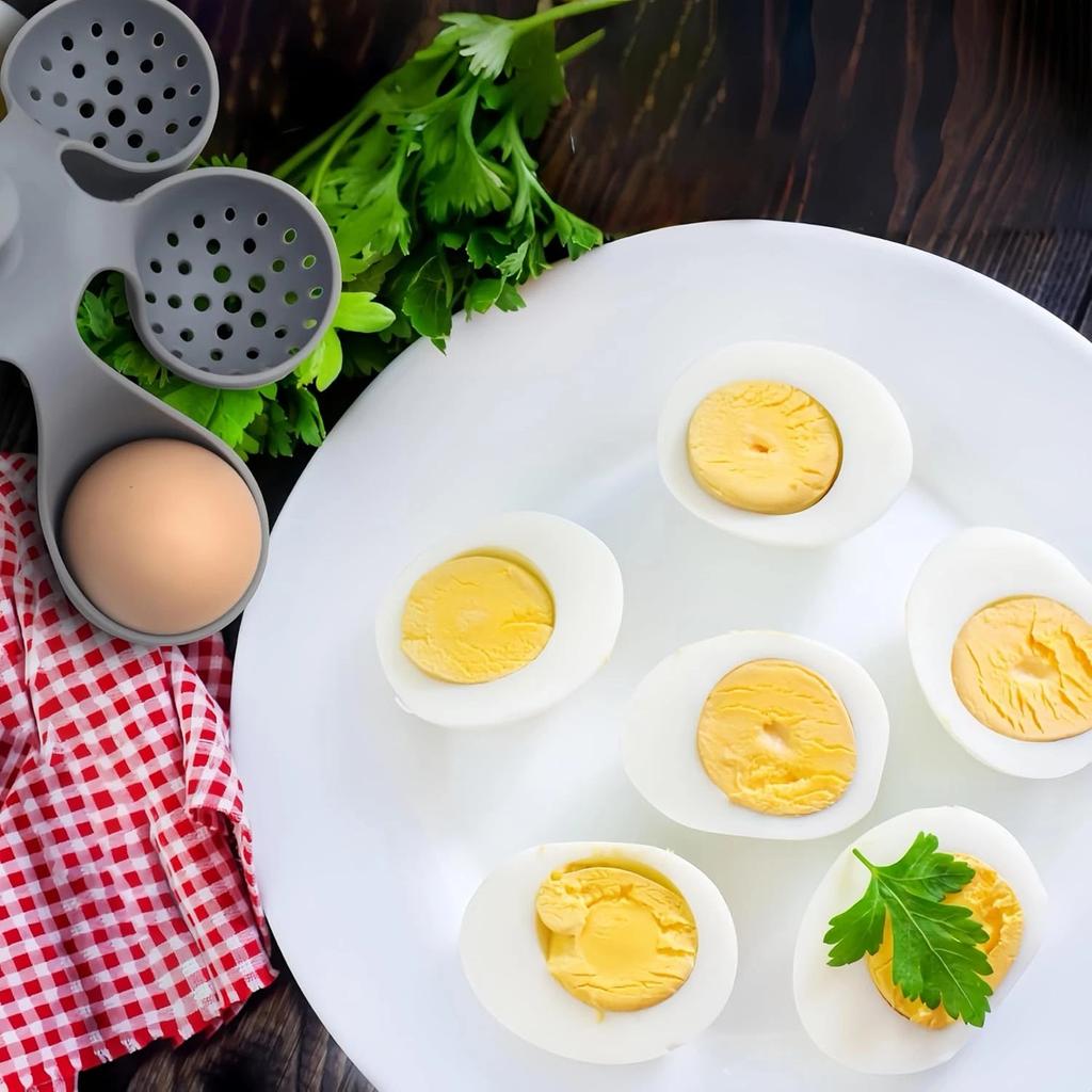 4/6 Holds Silicone Egg Boiler Rack Freestanding Egg Boiler Household Steamed Egg Tray Cooker Kitchen Portable Storage Gadget