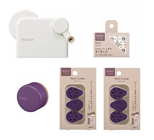 

KOKUYO Bobbin Komakiki bobbin purple case with purple petite cutter set Maker/Reel T-BR101W, core, cutter,