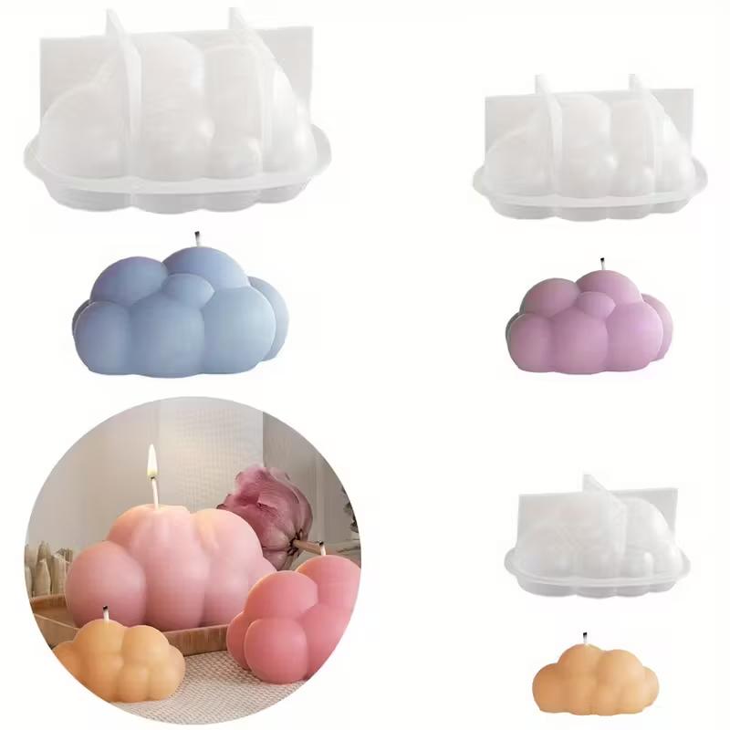 

Cloud Candle Silicone Mold Cute Handmade 3D Aromatic Soap Resin Mold Cake Baking Tool DIY Scented Candle Plaster Making Supplies