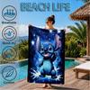 Cartoon Hawaii Artwork Printed Microfiber Beach Towel, Soft And Absorbent, Quick-Dry, Ideal for Summer Travel, Beach Essential, Swimming Pool