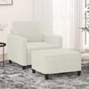 Cream Velvet Armchair with Footstool 60 cm