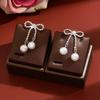 High-End Elegant Bow Pearl Stud Earrings
