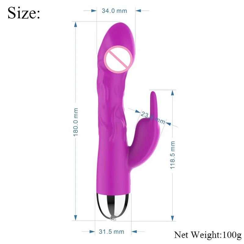 Silicone Rabbit Vibrator for Women 10 Modes Battery Powered G-Spot Clit Stimulator Thrusting Dual Motor Waterproof Sex Toy