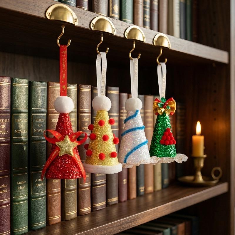 New ornaments Christmas tree hat cone sequined hat pendant home ornaments handmade Christmas