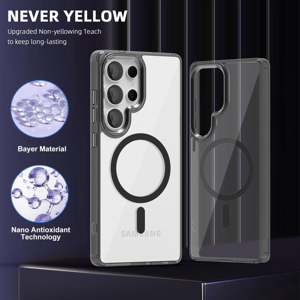 Ice Color Magnetic Attraction Is Suitable for Samsung S25ULTRA Phone Cases. S24 Is Highly Transparent and Does Not Turn Yellow. A56 Is Shockproof