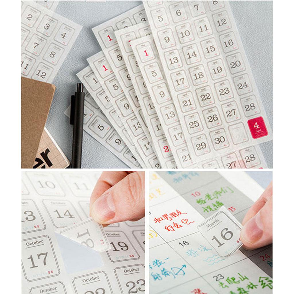 12 Sheets 365 Daily Planner Numbers Sticker 12 Month Planner Date Sticker Calendar Sticker Decorative Planner Sticker