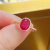 Russian Purple Gold Inlaid Rose Gold Plated Red Stone Ring Fashion Temperament Egg Surface Open Ring Jewelry